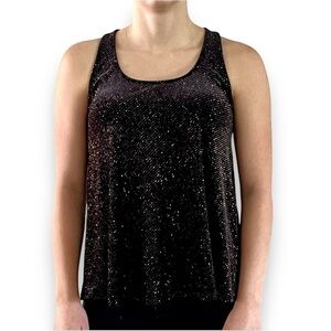 Everly Black Sequin w/ Gold Embellishment Scoop Neck Tank Top​​​​​​​​​​​
